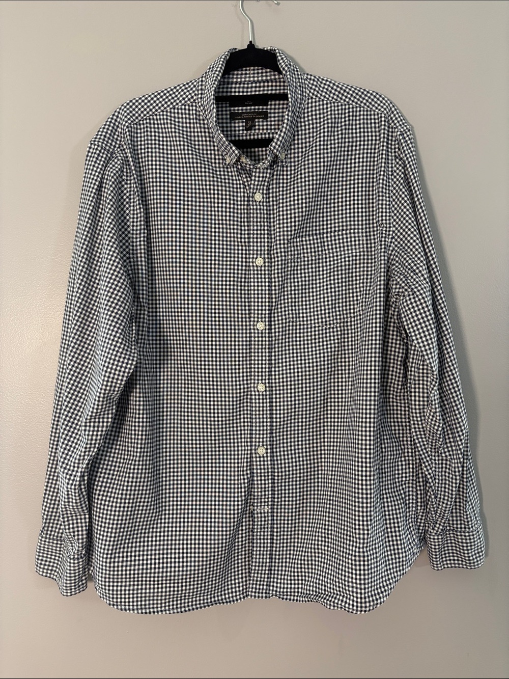 Banana Republic Navy & White Small Checkered Button-Down Shirt size XL - Picture 1 of 8